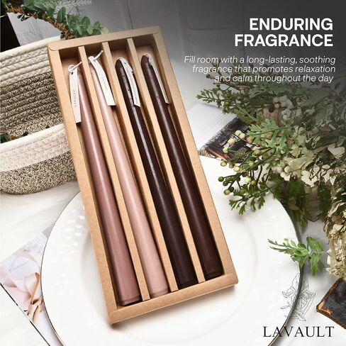 Dripless Taper Candles - Slow Burn Paraffin Wax Stick Candles - Smokeless Long Pastel Candlesticks for Home Decor, Dinner, Wedding, and Thanksgiving - Candle Gif - Pure Wood Scent - Bean Green in Saudi Arabia