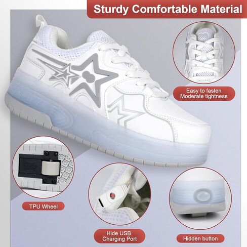 Roller Skate Shoes for Kids Girls Roller Shoes Boys Rechargeable Wheels Kids Sneakers Fashion Color Shoes Shiny and Birthday for Boys and Girls in Kuwait