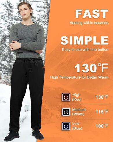 FERNIDA Heated Pants for Men Women, Winter Warm Heating Skiing Hiking Fishing Walking Trouser, 8 Heating Zones, No Battery in Saudi Arabia