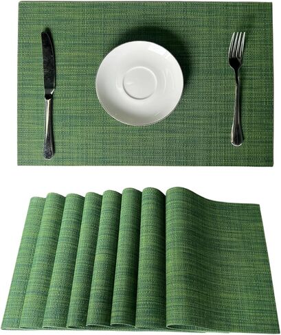 WAZAIGUR Placemats Set of 6 for Dining Table Heat-Resistant Washable Place Mats Woven Vinyl Kitchen Table Mats Easy to Clean,Orange in Saudi Arabia