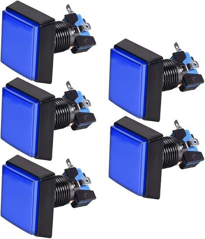 uxcell Game Push Button 50x50 Square 12V LED Illuminated Push Button Switch with Micro switch for Arcade Video Games Red 5pcs in Saudi Arabia