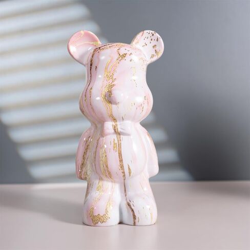 Resin Bear Statue Home Decor, Animal Sculpture, Graffiti Art Figurine Home Ornament Decoration for Office, Living Room, Bedroom, Book Shelf, TV Cabinet, Desktop (Black-Gold) in Saudi Arabia
