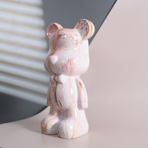 Resin Bear Statue Home Decor, Animal Sculpture, Graffiti Art Figurine Home Ornament Decoration for Office, Living Room, Bedroom, Book Shelf, TV Cabinet, Desktop (Black-Gold) in Saudi Arabia