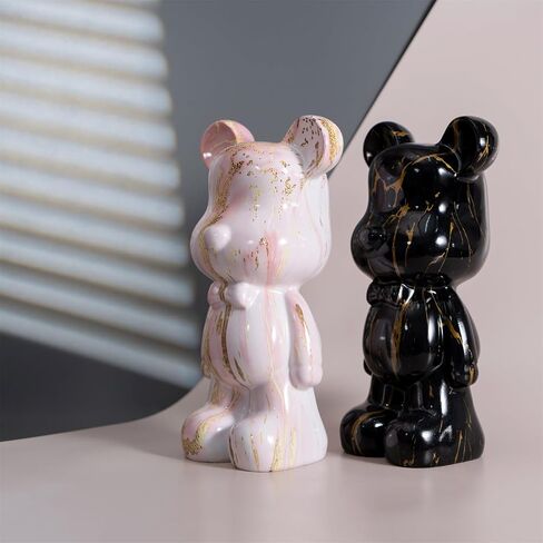 Resin Bear Statue Home Decor, Animal Sculpture, Graffiti Art Figurine Home Ornament Decoration for Office, Living Room, Bedroom, Book Shelf, TV Cabinet, Desktop (Black-Gold) in Saudi Arabia
