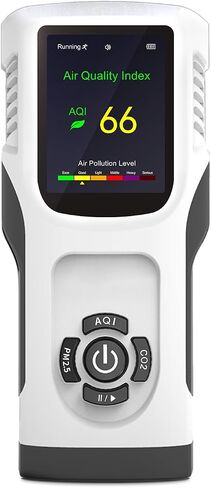 6-in-1 Air Quality Monitor Indoor CO2 Monitor, 3000mAh AQI TVOC Air Quality Tester for Home PM2.5 PM10 Particle Counter Air Quality Monitor with Graph, Portable Outdoor LED Screen Air Quality Monitor in Saudi Arabia