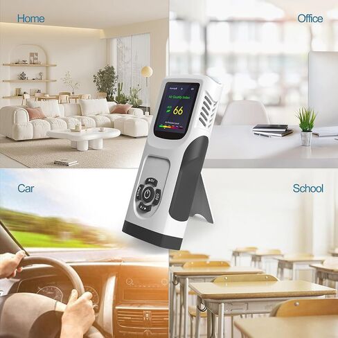 6-in-1 Air Quality Monitor Indoor CO2 Monitor, 3000mAh AQI TVOC Air Quality Tester for Home PM2.5 PM10 Particle Counter Air Quality Monitor with Graph, Portable Outdoor LED Screen Air Quality Monitor in Saudi Arabia