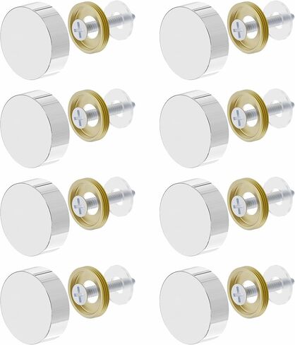 8 PCS 25mm(0.98") Mirror Screws, Brass Decorative Caps Cover Fasteners, Metal Mirror Nails, Polished Flat Silver Lid (Bright Silver) in Saudi Arabia