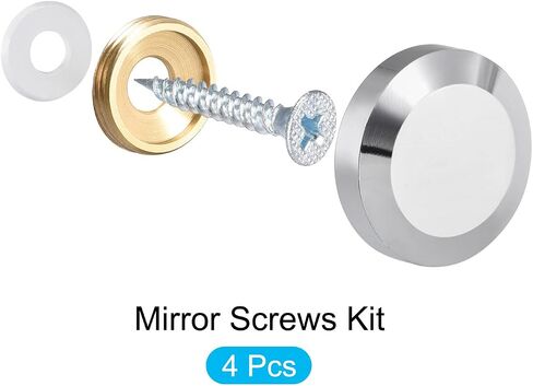 METALLIXITY Mirror Screws (18mm/0.71") 4Pcs, Decorative Cover Cap Nails Brass Polished with Accessories - for Sign Advertising Hardware, Construction, Gold Tone in Saudi Arabia