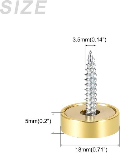METALLIXITY Mirror Screws (18mm/0.71") 4Pcs, Decorative Cover Cap Nails Brass Polished with Accessories - for Sign Advertising Hardware, Construction, Gold Tone in Saudi Arabia