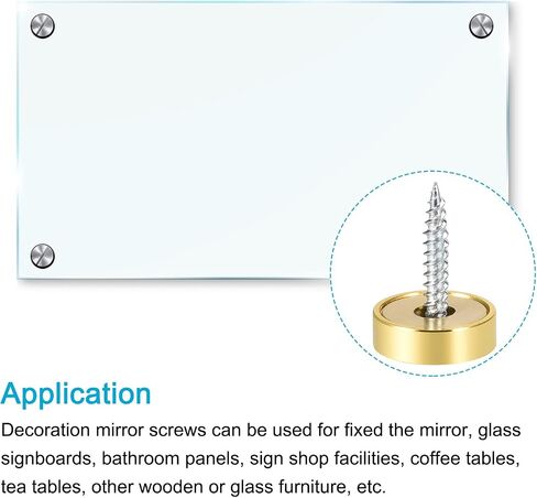 METALLIXITY Mirror Screws (18mm/0.71") 4Pcs, Decorative Cover Cap Nails Brass Polished with Accessories - for Sign Advertising Hardware, Construction, Gold Tone in Saudi Arabia