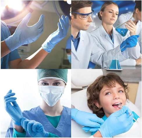 Jointown Basic Medical Synmax Vinyl Exam Gloves - Latex-Free & Powder-Free - Large, BMPF-3003 Blue 2 Boxes of 100 in Kuwait