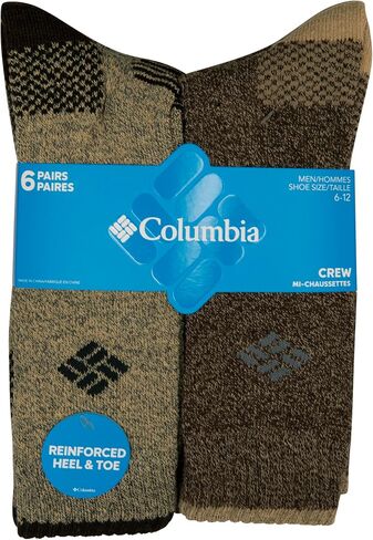 Columbia Men's Moisture Control Crew Socks, Khaki/Brown, 6-12 US in Saudi Arabia