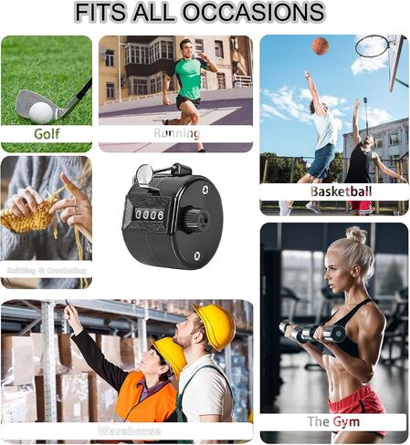 عداد الفرس المحمول، عداد الأرقام المكون من 4 أرقام، 2 حزمة من العدادات الميكانيكية اليدوية، عداد النقر لحكم الملعب، عداد النقر للتدريب، والحياكة، والأشخاص، واللفة، وصيد الأسماك، والجولف، (أسود وأخضر) in Kuwait