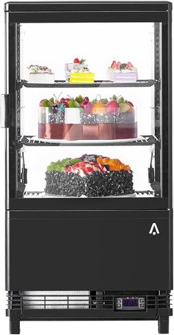 Towallmark Refrigerated Display Case, 2.0 Cu.Ft, Countertop Pastry Display Case Commercial Display Refrigerator with LED Lighting, Frost-Free Air-Cooling, Locked Door for Bakery in Saudi Arabia