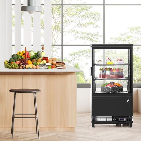 Towallmark Refrigerated Display Case, 2.0 Cu.Ft, Countertop Pastry Display Case Commercial Display Refrigerator with LED Lighting, Frost-Free Air-Cooling, Locked Door for Bakery in Saudi Arabia