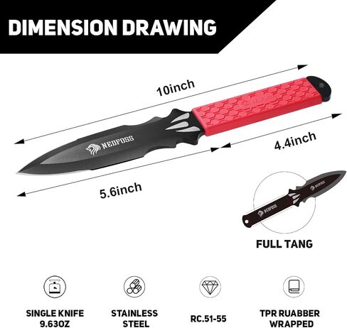 NedFoss BRAMBLE Throwing Product 6Pack, 10" Full Tang Design, 0.2" Thick Blade, Inovative TPR Rubber Wrapped Handle, Throwing Set with All-in-one Sheath for for Beginner or Pro in Saudi Arabia