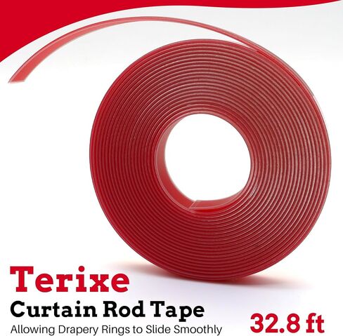32.8 Ft Hard Surface Curtain Rod Tape, Solve The Problem of Curtain Rings on Telescopic Curtain Rods Getting Stuck and Making Noise When Sliding, Allowing Drapery Rings to Slide Smoothly in Saudi Arabia