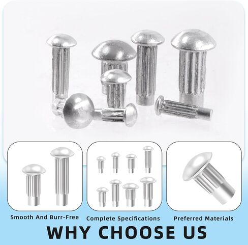 Glarks 800Pcs Solid Rivets Knurled Shanks Set, M2 M2.5 M3 M4 Semi-Round Head Aluminium Solid Rivets Assortment Kit with Storage Box Home Outdoor Hardware Tool in Saudi Arabia