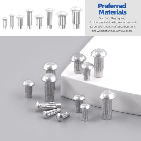 Glarks 800Pcs Solid Rivets Knurled Shanks Set, M2 M2.5 M3 M4 Semi-Round Head Aluminium Solid Rivets Assortment Kit with Storage Box Home Outdoor Hardware Tool in Saudi Arabia