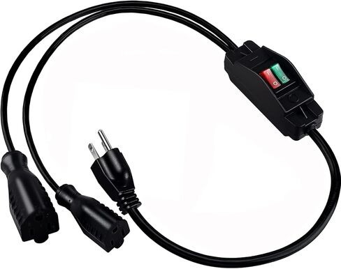 2 Way Extension Cord with On/Off Switch 3 Prong Outdoor Extension Cord Splitter, Heavy Duty Extension Cord with SJTW 14AWG 15A/125V and 18AWG 10A/125V(1.6 Ft, Black) in Saudi Arabia