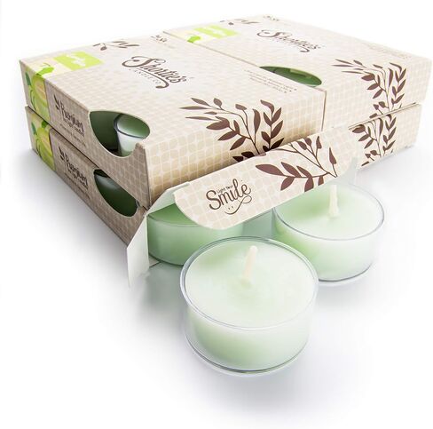 مجموعة كبيرة من شموع Tealight الفاخرة من أوراق الأوكالبتوس - معطرة للغاية بالزيوت العطرية والطبيعية - 24 مصباح شاي أخضر - ضوء شموع جميل - صنع في الولايات المتحدة الأمريكية - مجموعة منعشة ونظيفة in Kuwait