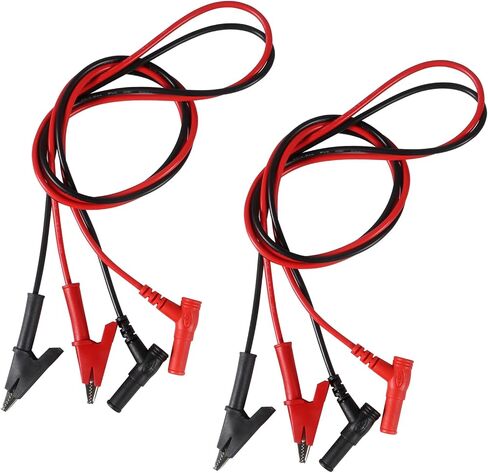 2Pack Multimeter Test Leads Right Angle Banana Plug to Alligator Clip Heavy Duty Silicone Wire 14 Gauge for Electrical Testing 3 Feet/1m in Saudi Arabia