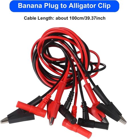 2Pack Multimeter Test Leads Right Angle Banana Plug to Alligator Clip Heavy Duty Silicone Wire 14 Gauge for Electrical Testing 3 Feet/1m in Saudi Arabia