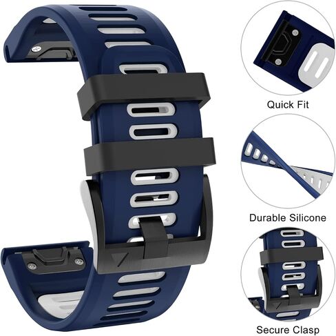 Compatible with Garmin Fenix 5x Watch Band，26mm Sport Silicone Starp for Fenix 6X/Fenix 6X Pro/Fenix 5X Plus/Fenix 7X/Fenix 3/Fenix 3 HR/Descent Mk2 Smartwatch in Saudi Arabia