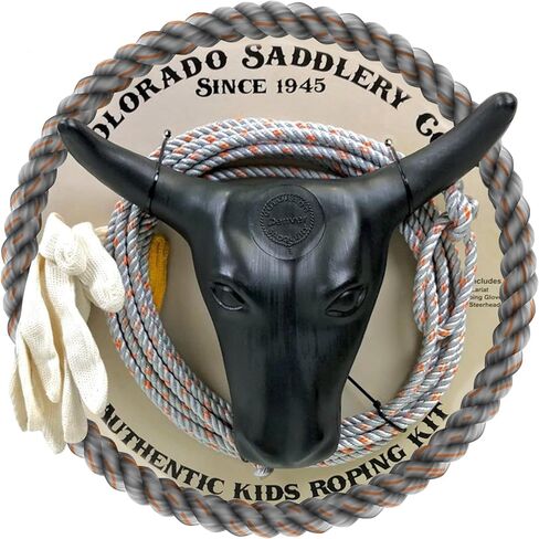 Colorado Saddlery Junior Roping Kit - Includes Lasso Rope, Roping Dummy Steer Head with Stakes, Kid's Lariat & Small Glove - Rodeo Set for Kids in Saudi Arabia