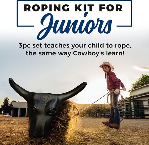 Colorado Saddlery Junior Roping Kit - Includes Lasso Rope, Roping Dummy Steer Head with Stakes, Kid's Lariat & Small Glove - Rodeo Set for Kids in Saudi Arabia