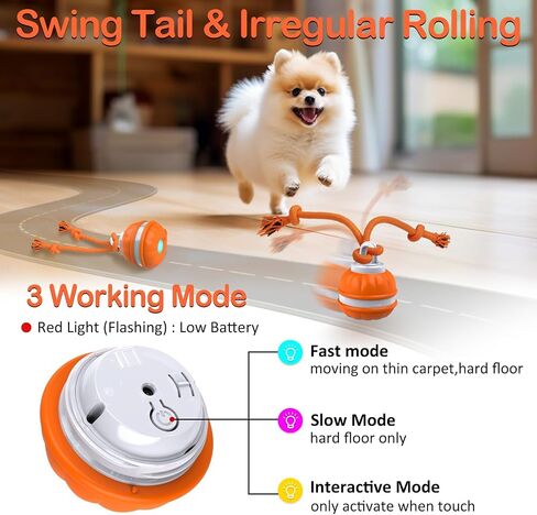 Interactive Dog Toys Rolling Ball for Puppy/Small Dogs,Peppy Pet Ball for Dogs,Motion Activate,Automatic Moving Dog Toy,USB Rechargeable in Saudi Arabia