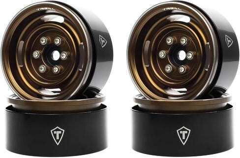 TREAL 1.9 Beadlock Wheel Rims Heavy Duty Vintage Style CNC 1.9 Inch Wheels(4P) for 1:10 RC Crawler TRX-4 SCX10 III SCX10 PRO SCX10 II -Type P(Black) in Saudi Arabia