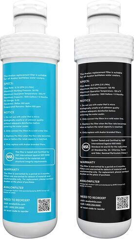 مرشحات بديلة من Avalon AVALONFILTER بمرحلتين، مبردات مياه بدون زجاجات ذات علامة تجارية معتمدة من NSF، عدد 2 (عبوة من 1)، أبيض in Kuwait