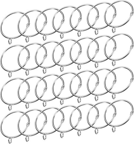 uxcell 28 PCS Openable Curtain Rod Rings with Eyelets Drapery Metal Curtain Rings Hanging Rings for Curtain Rod 2-Inch Inner Diameter Silver in Saudi Arabia