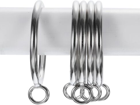 uxcell 28 PCS Openable Curtain Rod Rings with Eyelets Drapery Metal Curtain Rings Hanging Rings for Curtain Rod 2-Inch Inner Diameter Silver in Saudi Arabia