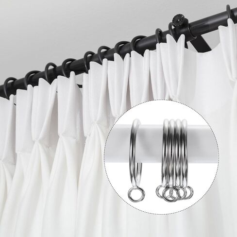 uxcell 28 PCS Openable Curtain Rod Rings with Eyelets Drapery Metal Curtain Rings Hanging Rings for Curtain Rod 2-Inch Inner Diameter Silver in Saudi Arabia