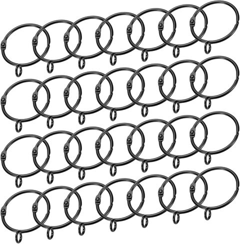 uxcell 28 PCS Openable Curtain Rod Rings with Eyelets Drapery Metal Curtain Rings Hanging Rings for Curtain Rod 2-Inch Inner Diameter Silver in Saudi Arabia