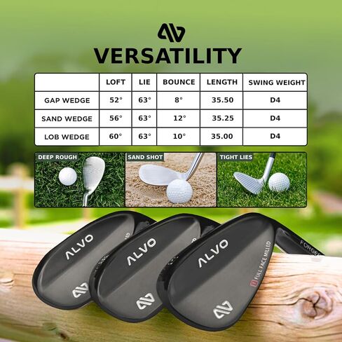 Premium Full Face Golf Wedges, Golf Wedge Set, 3 Wedges 52/56/60 Degree Wedge, Lob Wedge, Gap Wedge, Sand Wedge Golf Club for Men, Premium Grip, Right Hand in Saudi Arabia