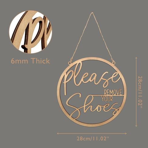 Please Remove Your Shoes Wooden Sign 11.2x11.2 Inches, No Shoes Sign For Your Home And House, Please Take Your Shoes Off Sign for Front Door (White) in Saudi Arabia