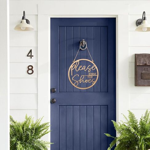 Please Remove Your Shoes Wooden Sign 11.2x11.2 Inches, No Shoes Sign For Your Home And House, Please Take Your Shoes Off Sign for Front Door (White) in Saudi Arabia
