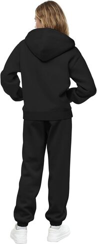 Saloogoe Sweatsuits Women 2 Piece Outfits 2024 Fall Fleece Sweatshirt Sets Zip Up Hoodie Sets Travel Lounge Sets in Kuwait