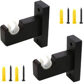 Crapyt 2 PCS Curtain Rod Holders Wood Curtain Rod Bracket Window Hardware Rod Holders for Room, Living Room, Office 4.72"×1.57"×4.72" Reddish Brown