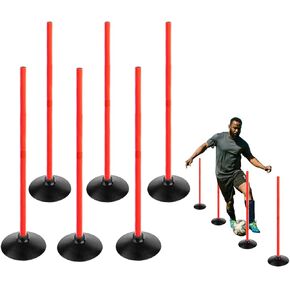 TNZMART 3.3FT Training Agility Poles Detachable Soccer Training Sticks Multi-Purpose Slalom Boundary Poles with Rubber Bases