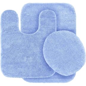 Solid Color 3 Piece Bathroom Rug Set Bath Rug, Contour Mat, & Lid Cover Non-Slip with Rubber Backing Solid Color New #6 (Aqua/Marine Blue)