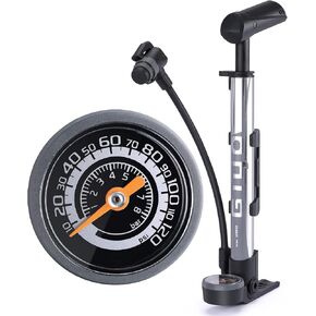 Mini Bike Pump with Gauge - Portable Bicycle Tire Pump - 120 PSI Bike Air Pump fits Presta & Schrader & Dunlop Valve - Road MTB Bike Pump Comes with Mounting Bracket