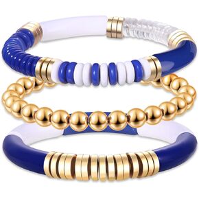 3Pack Game Day Bracelets Beaded College Football Acetate Stretch Bracelet Stackable Sports Fan Bracelet Game Day Accessories Jewelry Gifts