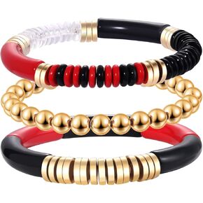 3Pack Game Day Bracelets Beaded College Football Acetate Stretch Bracelet Stackable Sports Fan Bracelet Game Day Accessories Jewelry Gifts
