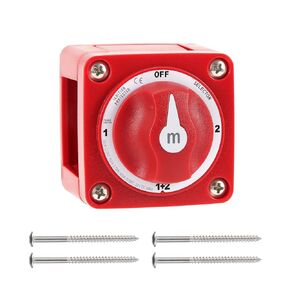 Boat Battery Disconnect Switch, 6007 m-Series Battery Switch Selector 4 Position 1-1+2-2-Off Marine Power Switch Boat Battery Selector for Car Vehicle RV Trailer(Red)
