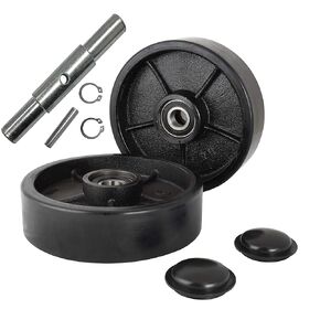 Pallet Jack Steer Wheel Kit Fit BT L 2000-U, BT L 2300-U, LHM 230, Steering Wheels Set with Axle, Fasteners and Protective Caps