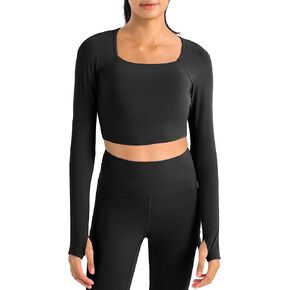 MEIVSO Women's Long Sleeve Workout Crop Top Slim Fit Athletic Crop Shirt Yoga Gym Top